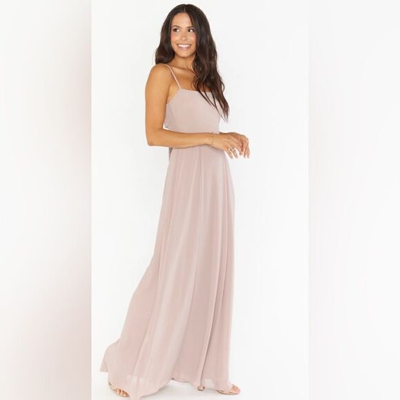 Show Me Your Mumu Lauren Tie Blush Beige Flowy Bridesmaid Event Gown Dress Med - Picture 4 of 10